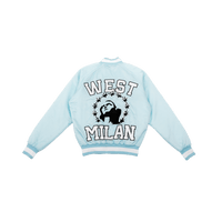 Embroidered Veterans College Jacket Light Blue