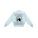 Embroidered Veterans College Jacket Light Blue